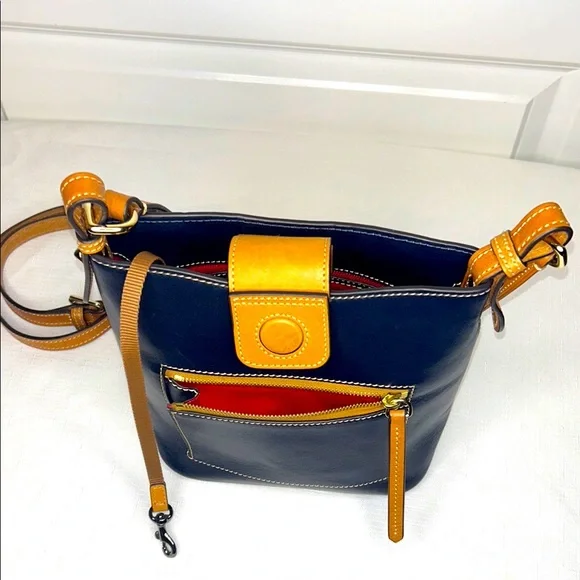 Dooney & Bourke Wexford Leather Ridley Satchel Midnight Blue with Gold Hardware - Picture 7 of 13